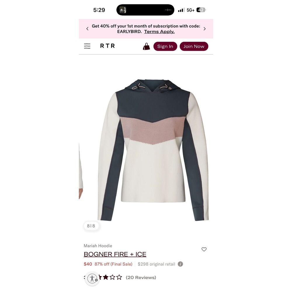 BOGNER FIRE + ICE Mariah Wool Colorblock Ski Hoodie Sweater